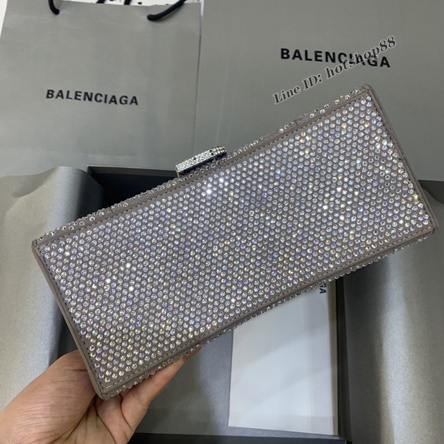 Balenciaga巴黎世家專櫃爆款磨砂灰全鑽小號沙漏包手提肩背包 fyj1810